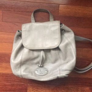 Fossil grey leather backpack purse